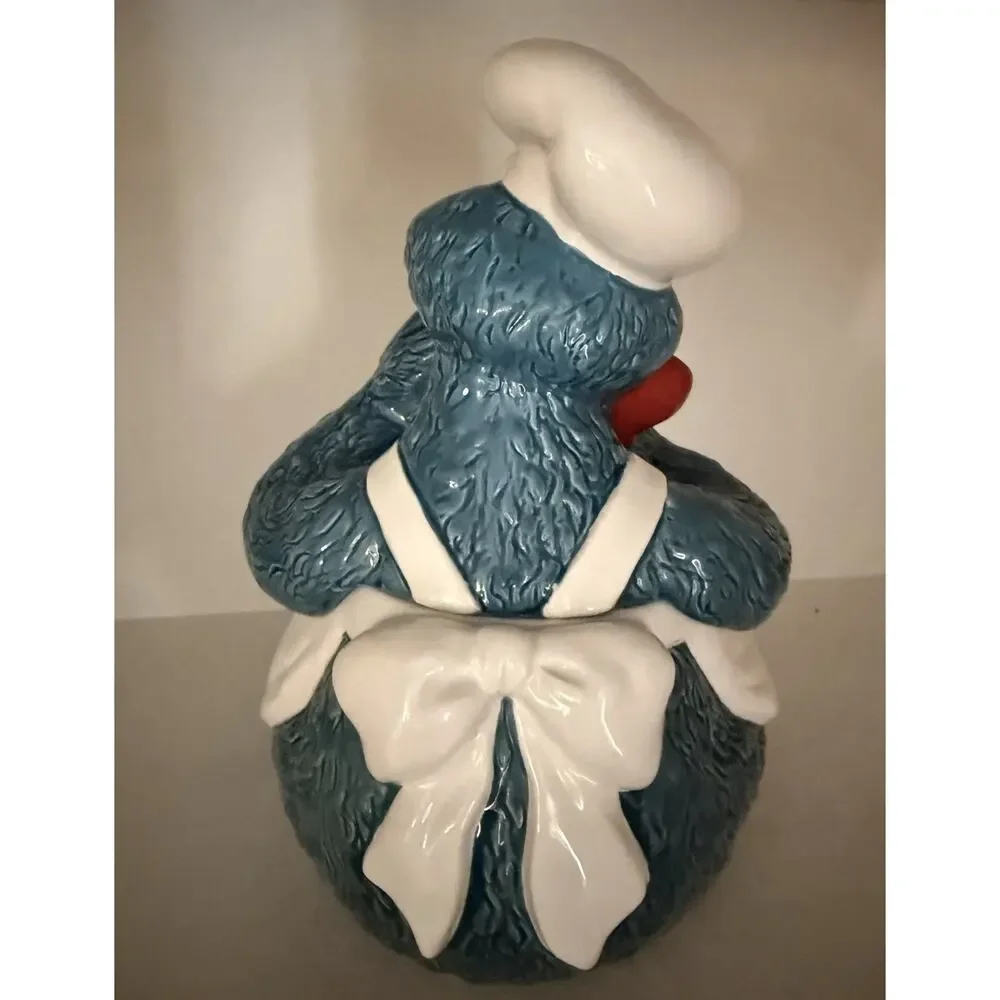 Vintage 1993 Jim Henson Sesame Street Cookie Monster ceramic cookie jar w/ lid